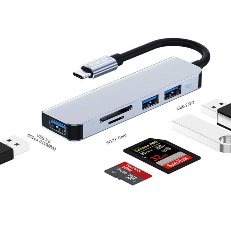 ENKAY Hat-Prince 5 in 1 Docking Station Adapter HUB SD/TF Card Reader, Interface:Type-C - Computer & Networking by ENKAY | Online Shopping UK | buy2fix