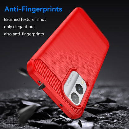 For Nokia X30 5G Brushed Texture Carbon Fiber TPU Phone Case(Red) - Nokia Cases by buy2fix | Online Shopping UK | buy2fix