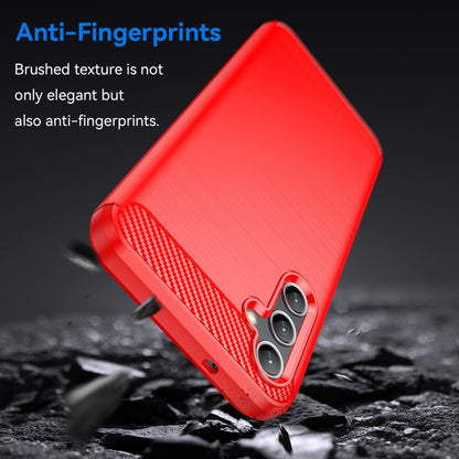 For Samsung Galaxy A14 4G Brushed Texture Carbon Fiber TPU Phone Case(Red) - Galaxy Phone Cases by buy2fix | Online Shopping UK | buy2fix