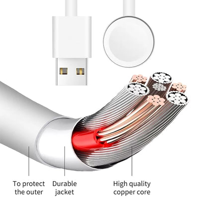 1m USB Magnetic Fast Charger Charging Cable for Watch Apple Series Ultra/8/7/6/SE/SE2/5/4/3/2(White) - Charger / Holder by buy2fix | Online Shopping UK | buy2fix