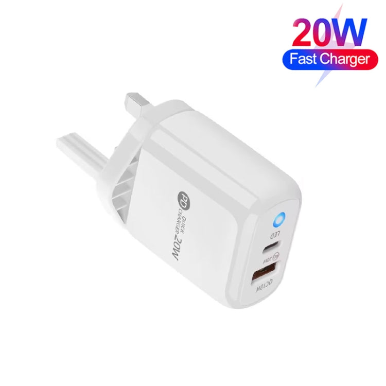 PD04 Type-C + USB Mobile Phone Charger with USB to Type-C Cable, EU Plug(White) -  by buy2fix | Online Shopping UK | buy2fix