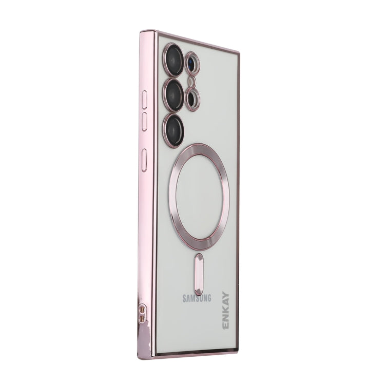 For Samsung Galaxy S22 Ultra 5G ENKAY Electroplated MagSafe Shockproof TPU Phone Case with Lens Film(Pink) - Galaxy S22 Ultra 5G Cases by ENKAY | Online Shopping UK | buy2fix