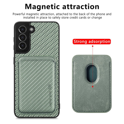 For Samsung Galaxy S21 5G Carbon Fiber Leather Card Magsafe Magnetic Phone Case(Green) - Galaxy S21 5G Cases by buy2fix | Online Shopping UK | buy2fix