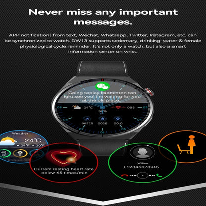 DW13 1.5 inch Color Screen Smart Watch,Support Heart Rate Monitoring / Blood Pressure Monitoring(Black) - Smart Wear by buy2fix | Online Shopping UK | buy2fix