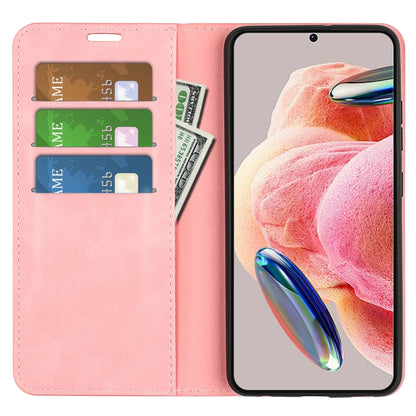 For Xiaomi Redmi Note 12 4G Global Retro-skin Magnetic Suction Leather Phone Case(Pink) - Note 12 Cases by buy2fix | Online Shopping UK | buy2fix