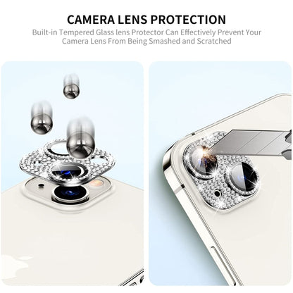 For iPhone 14 / 14 Plus ENKAY Hat-Prince Blink Diamond Camera Lens Aluminium Alloy Tempered Glass Film(LIght Purple) - iPhone 14 Tempered Glass by ENKAY | Online Shopping UK | buy2fix