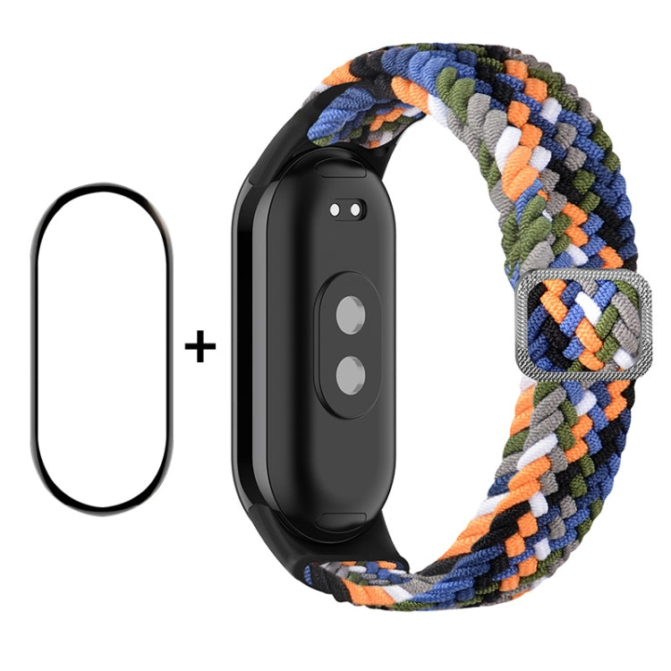 For Xiaomi Mi Band 8 ENKAY Hat-Prince 2 in 1 Set Full Coverage Screen Protector + Elastic Braided Nylon Watch Band(Denim) - Watch Bands by ENKAY | Online Shopping UK | buy2fix