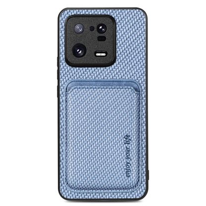 For Xiaomi 13 Pro Carbon Fiber Leather Card Magsafe Phone Case(Blue) - 13 Pro Cases by buy2fix | Online Shopping UK | buy2fix