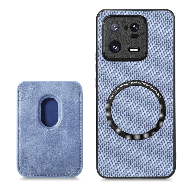 For Xiaomi 13 Pro Carbon Fiber Leather Card Magsafe Phone Case(Blue) - 13 Pro Cases by buy2fix | Online Shopping UK | buy2fix