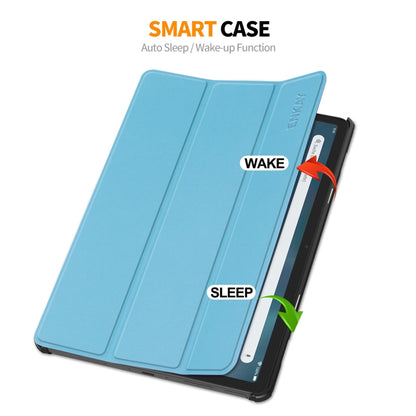 For Amazon Fire Max 11 ENKAY Tri-fold Custer Texture Leather Smart Tablet Case(Light Blue) - Amazon by ENKAY | Online Shopping UK | buy2fix