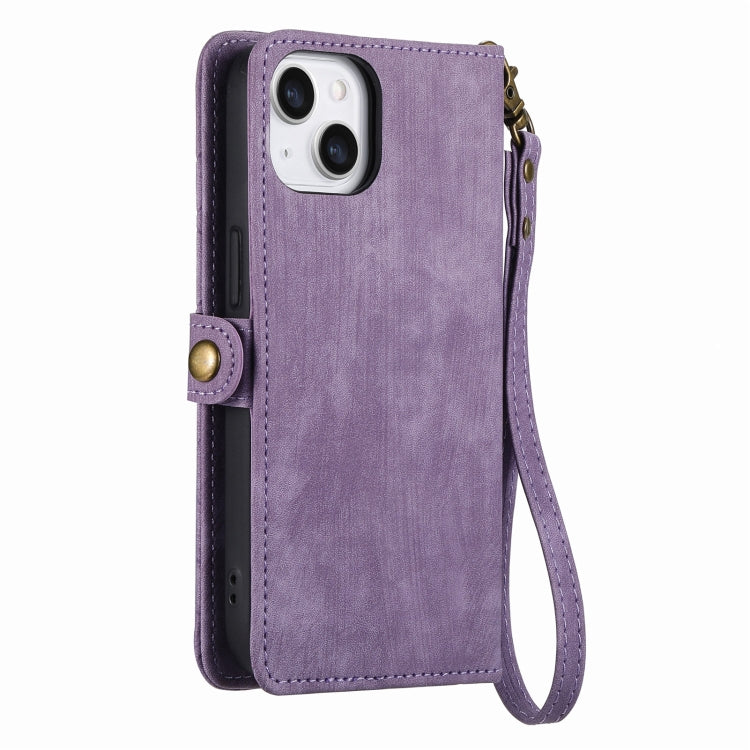 For iPhone 6 / 6s Geometric Zipper Wallet Side Buckle Leather Phone Case(Purple) - More iPhone Cases by buy2fix | Online Shopping UK | buy2fix