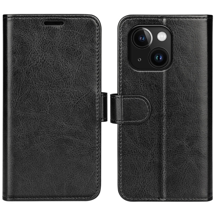 For iPhone 15 Plus R64 Texture Horizontal Flip Leather Phone Case(Black) - iPhone 15 Plus Cases by buy2fix | Online Shopping UK | buy2fix