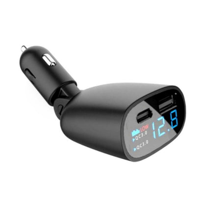 TR-83 QC3.0 + Type-C PD18W Super Fast Charger Adapter With LED Voltage Display - Car Charger by buy2fix | Online Shopping UK | buy2fix