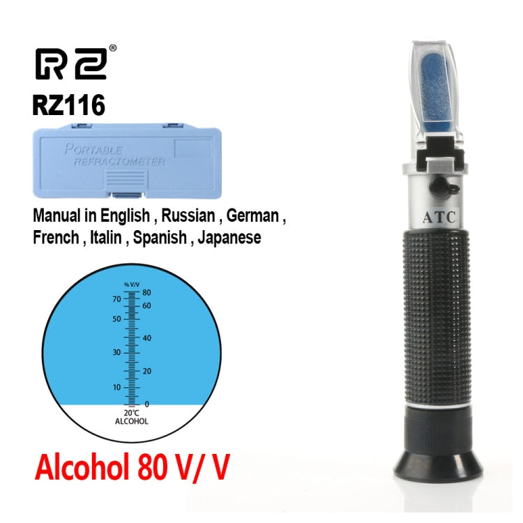 RZ116 Refractometer Alcohol Portable Automatic Digital Refractometer 0-80 Glycol Handheld Atc Brix Refractometer Beer Box - Consumer Electronics by buy2fix | Online Shopping UK | buy2fix