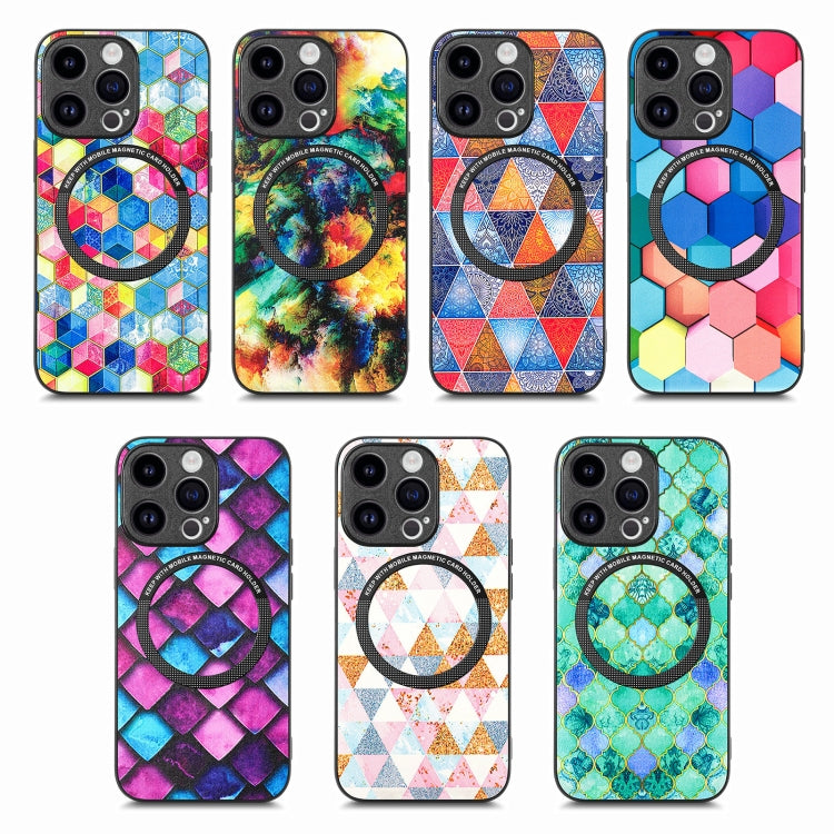 For iPhone 15 Pro Max Colored Drawing Leather Back Phone Case(Rhombus) - iPhone 15 Pro Max Cases by buy2fix | Online Shopping UK | buy2fix