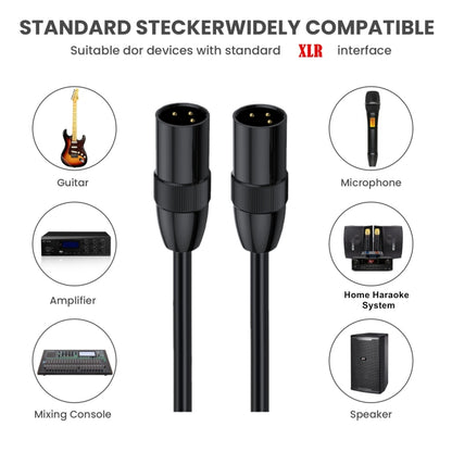 JUNSUNMAY XLR Male to Male Mic Cord 3 Pin Audio Cable Balanced Shielded Cable, Length:1.5m - Microphone Audio Cable & Connector by JUNSUNMAY | Online Shopping UK | buy2fix