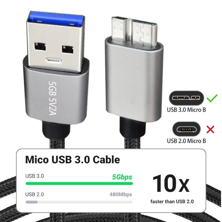 JUNSUNMAY USB 3.0 Male to Micro-B Cord Cable Compatible with Samsung Camera Hard Drive, Length:2m - USB Cable by JUNSUNMAY | Online Shopping UK | buy2fix