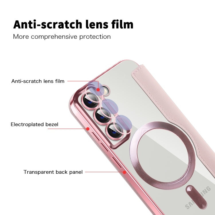 For Samsung Galaxy S22+ 5G MagSafe Magnetic RFID Anti-theft Leather Phone Case(Pink) - Galaxy S22 5G Cases by buy2fix | Online Shopping UK | buy2fix