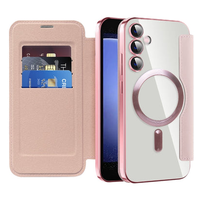 For Samsung Galaxy S23 FE 5G MagSafe Magnetic RFID Anti-theft Leather Phone Case(Pink) - Galaxy S23 FE 5G Cases by buy2fix | Online Shopping UK | buy2fix