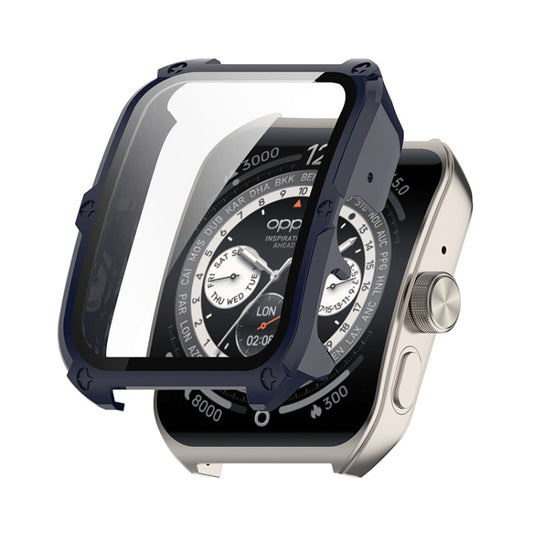 For OPPO Watch 4 Pro ENKAY Hat-Prince Full Coverage PC + Tempered Glass Film Integrated Watch Case(Dark Blue) - Watch Case by ENKAY | Online Shopping UK | buy2fix