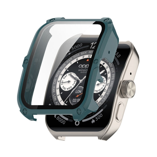 For OPPO Watch 4 Pro ENKAY Hat-Prince Full Coverage PC + Tempered Glass Film Integrated Watch Case(Dark Green) - Watch Case by ENKAY | Online Shopping UK | buy2fix