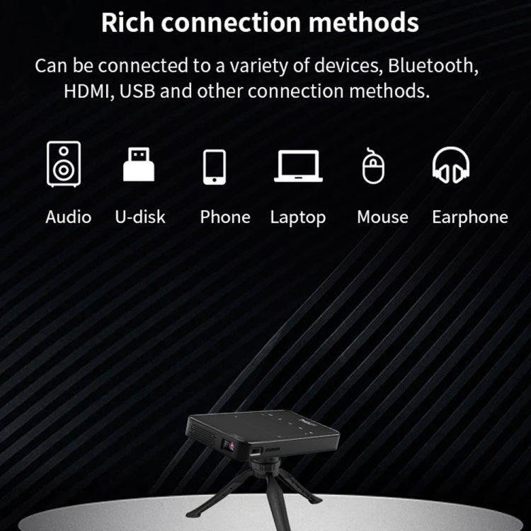 S90 DLP Android 9.0 1GB+8GB 4K Mini WiFi Smart Projector, EU Plug(Black) - Consumer Electronics by buy2fix | Online Shopping UK | buy2fix