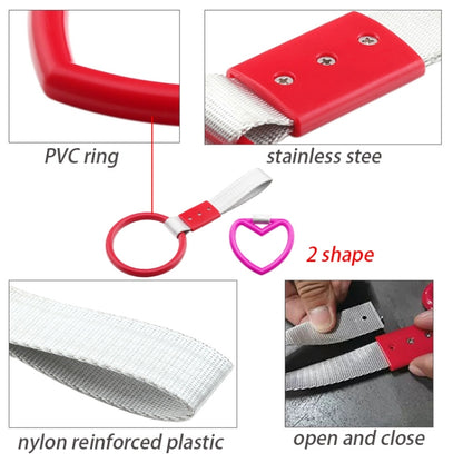 JDM Car Static Belt Decorative Warning Hanging Ring Rear Bumper Warning Ring Car Safety Hand Ring(Heart-Shaped Pink) - Static Belt by buy2fix | Online Shopping UK | buy2fix