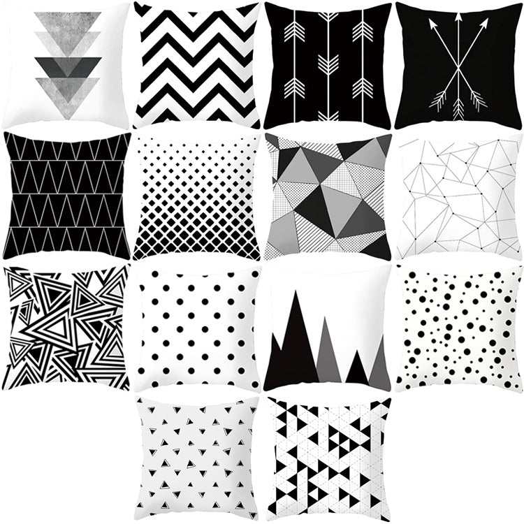 2 PCS Black and White Simple and Modern Geometric Abstract Decorative Pillowcases Polyester Throw Pillow Case(8) - Cushions & Pillows by buy2fix | Online Shopping UK | buy2fix