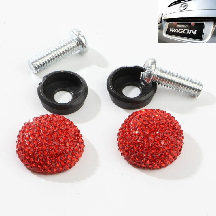 Car License Plate Modification Screw Cap Diamond-encrusted Solid Seal Anti-theft Screws(Red) - License Plate Covers & Frames by buy2fix | Online Shopping UK | buy2fix