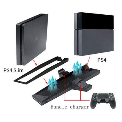 Game Console Radiator And Dual Handle Charging Base For PS4 / PS4 Slim(Black) - Holder by buy2fix | Online Shopping UK | buy2fix