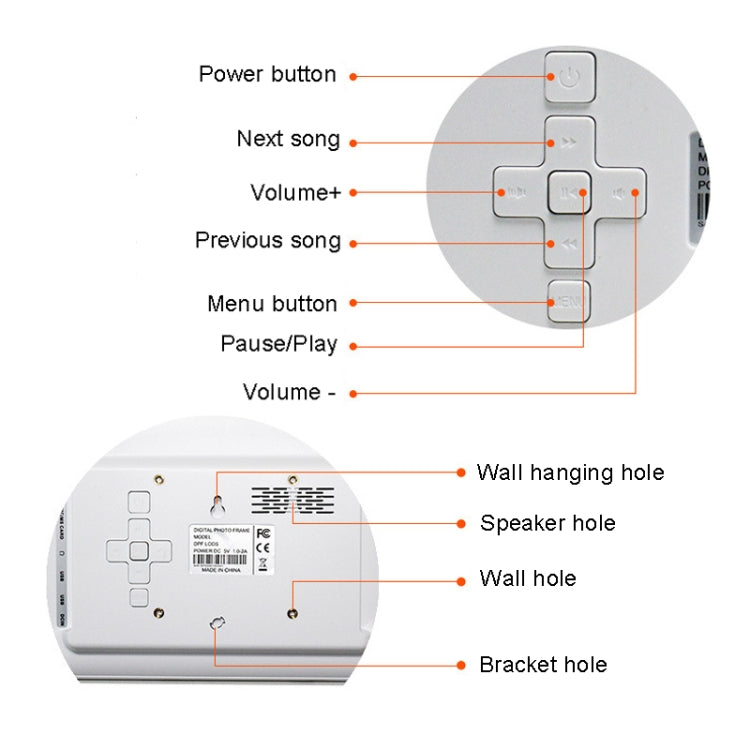 DPF-706 7 inch Digital Photo Frame LED Wall Mounted Advertising Machine, Plug:EU Plug(White) - Consumer Electronics by buy2fix | Online Shopping UK | buy2fix