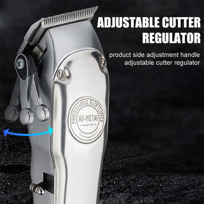 Retro Oil Head Electric Pusher Strong Power Electric Fader LCD Digital Display Rechargeable Hair Clipper(US Plug) - Hair Trimmer by buy2fix | Online Shopping UK | buy2fix