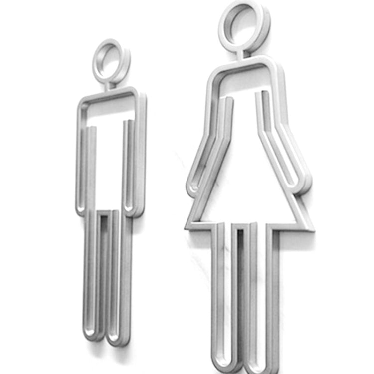 2 PCS Acrylic Toilet Symbol Adhesive Backed Bathroom Toilet Door Sign for Hotel(Silver) - Home & Garden by buy2fix | Online Shopping UK | buy2fix