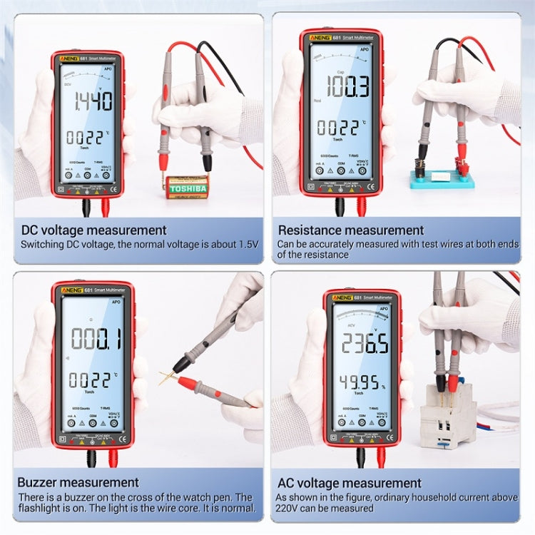 ANENG 681 LCD Digital Display Screen Smart Automatic Range Rechargeable Multimeter(Black) - Digital Multimeter by ANENG | Online Shopping UK | buy2fix