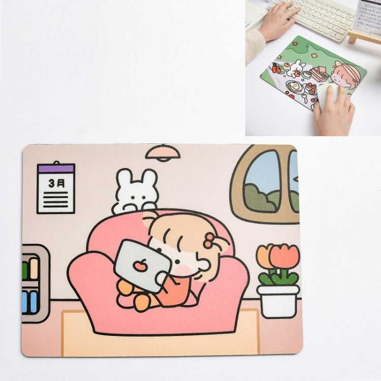 5 PCS Creative Cute Cartoon Rabbit Girl Mouse Pad Laptop Student Mouse Pad(Sofa) -  by buy2fix | Online Shopping UK | buy2fix