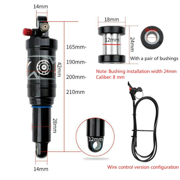 DNM AO38 Mountain Soft Tail Frame Rear Shock Absorber XC Air Pressure Rebound Shock Absorber, Size:165mm, Specificatio:Wire Control AO38RL - Others by DNM | Online Shopping UK | buy2fix