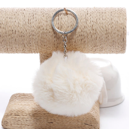 Simple Key Chain Fur Ball Pompon Keychain Pompom Artificial Rabbit Fur Animal Keychains for Woman Car Bag Key Rings(khaki) - Key Rings by KOOROL | Online Shopping UK | buy2fix