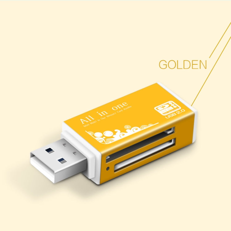 Multi in 1 Memory SD Card Reader for Memory Stick Pro Duo Micro SD,TF,M2,MMC,SDHC MS Card(Gold) - Computer & Networking by buy2fix | Online Shopping UK | buy2fix