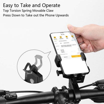 Bicycle Mobile Phone Holder Can Rotate And Adjust Fixed Aluminum Alloy Bracket Automatic Grab Bracket, Style:Rearview Mirror Installation(Silver) - Holders by buy2fix | Online Shopping UK | buy2fix