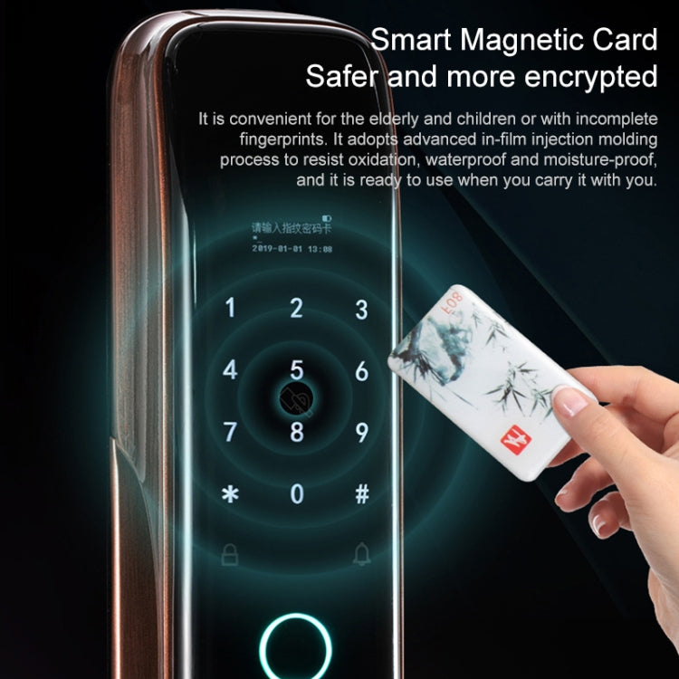 Smart Wifi Anti-Theft Fingerprint Password Lock Mobile Phone Remote Control Electronic Door Lock Magnetic Card Lock, Specification: SM-SL808 Automatic Bronze - Security by buy2fix | Online Shopping UK | buy2fix