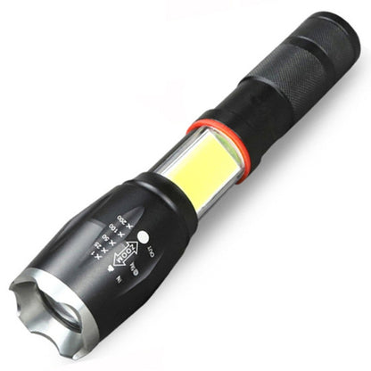 Telescopic Zoom Strong Light Flashlight Strong Magnetic Rechargeable LED Flashlight, Colour: Silver Head (With Battery, EU Plug Charger) - LED Flashlight by buy2fix | Online Shopping UK | buy2fix