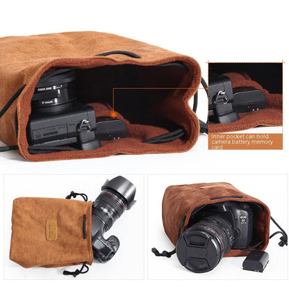 S.C.COTTON Liner Shockproof Digital Protection Portable SLR Lens Bag Micro Single Camera Bag Square Gray M - Camera Accessories by S.C.COTTON | Online Shopping UK | buy2fix