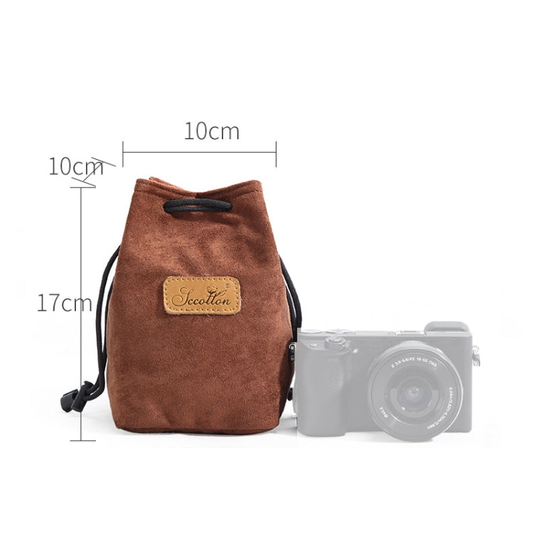 S.C.COTTON Liner Shockproof Digital Protection Portable SLR Lens Bag Micro Single Camera Bag Square Brown S - Camera Accessories by S.C.COTTON | Online Shopping UK | buy2fix