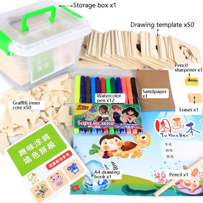 Wooden Painting Template Toy Kit Baby Graffiti Learning Drawing Tools - Drawing Toys by buy2fix | Online Shopping UK | buy2fix