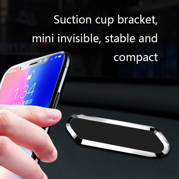 F601 4 PCS One Word Long Magnet Car Bracket Car Navigation Lazy Magnetic Metal Bracket(Rounded Silver) - Car Holders by buy2fix | Online Shopping UK | buy2fix