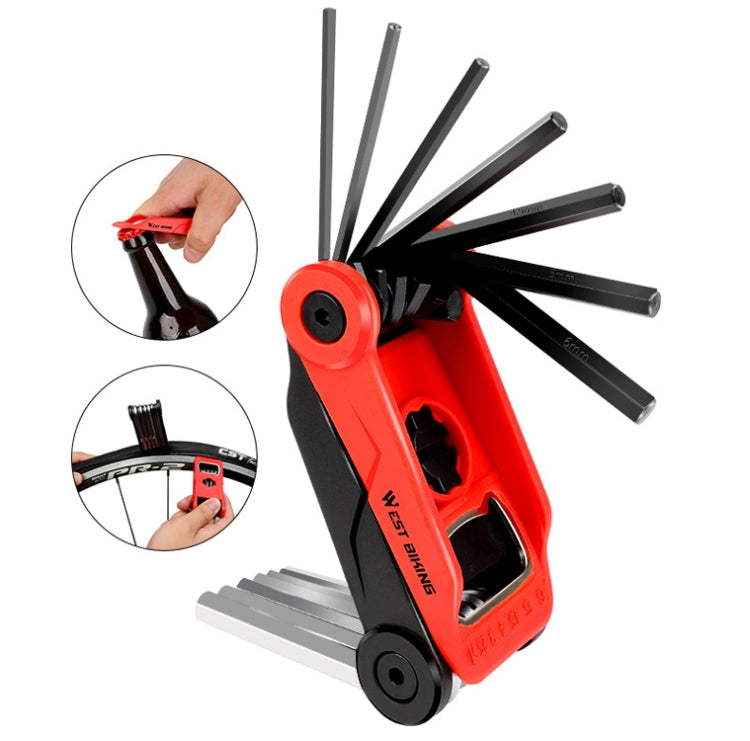 West Biking 16 In 1 Bicycle Repair Tool Multi-Function Wrench Hex Tool Riding Equipment(Black Red) - Outdoor & Sports by West Biking | Online Shopping UK | buy2fix