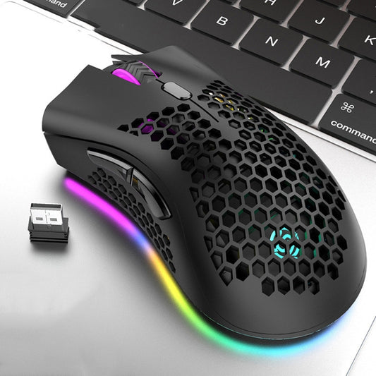 K-Snake BM600 1600 DPI 7-keys Hollow Lightweight Wireless Charging RGB Colorful Gaming Mouse(Wireless BM600 Black) - Wireless Mice by K-Snake | Online Shopping UK | buy2fix