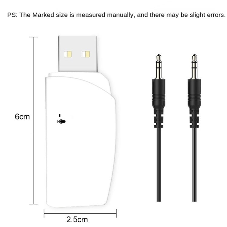 2 PCS BT101 USB Dual Output Bluetooth 5.0 Wireless Audio Receiver Adapter - Apple Accessories by buy2fix | Online Shopping UK | buy2fix