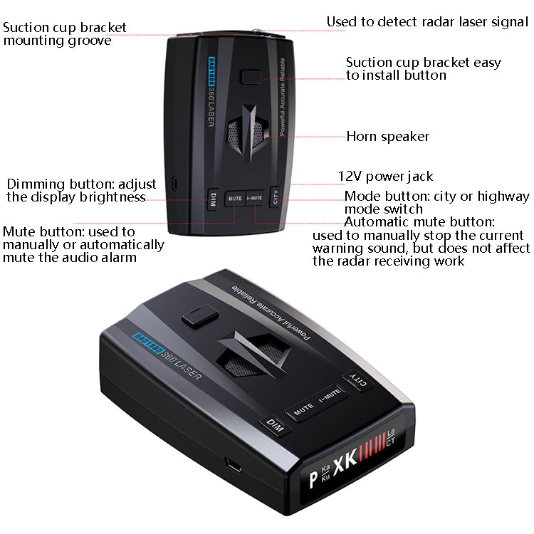 RAD1000 Car Laser Radar Speedometer Car Mobile Speed Radar Electronic Dog - In Car by buy2fix | Online Shopping UK | buy2fix