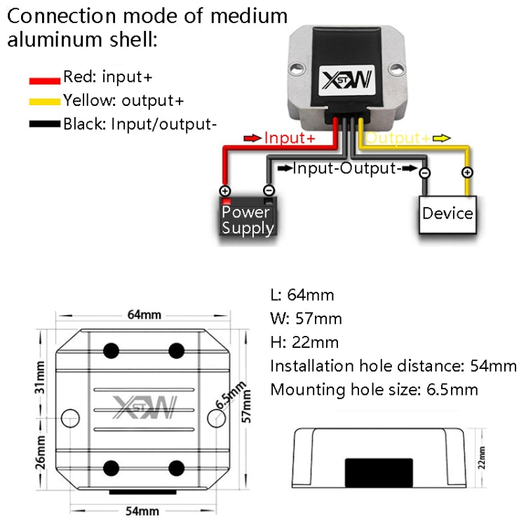 XWST DC 12/24V To 5V Converter Step-Down Vehicle Power Module, Specification: 12/24V To 5V 10A Medium Aluminum Shell -  by buy2fix | Online Shopping UK | buy2fix